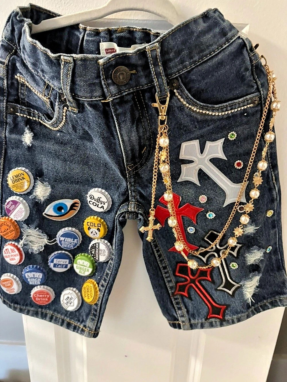 Levi's Embellished Denim custom shorts kids size 4-5T